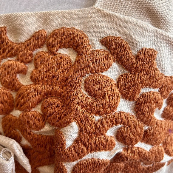 1960s Cream & Rust Embroidered Dress Matching Jacket Set – Mod Two-Piece - Picture 4 of 11